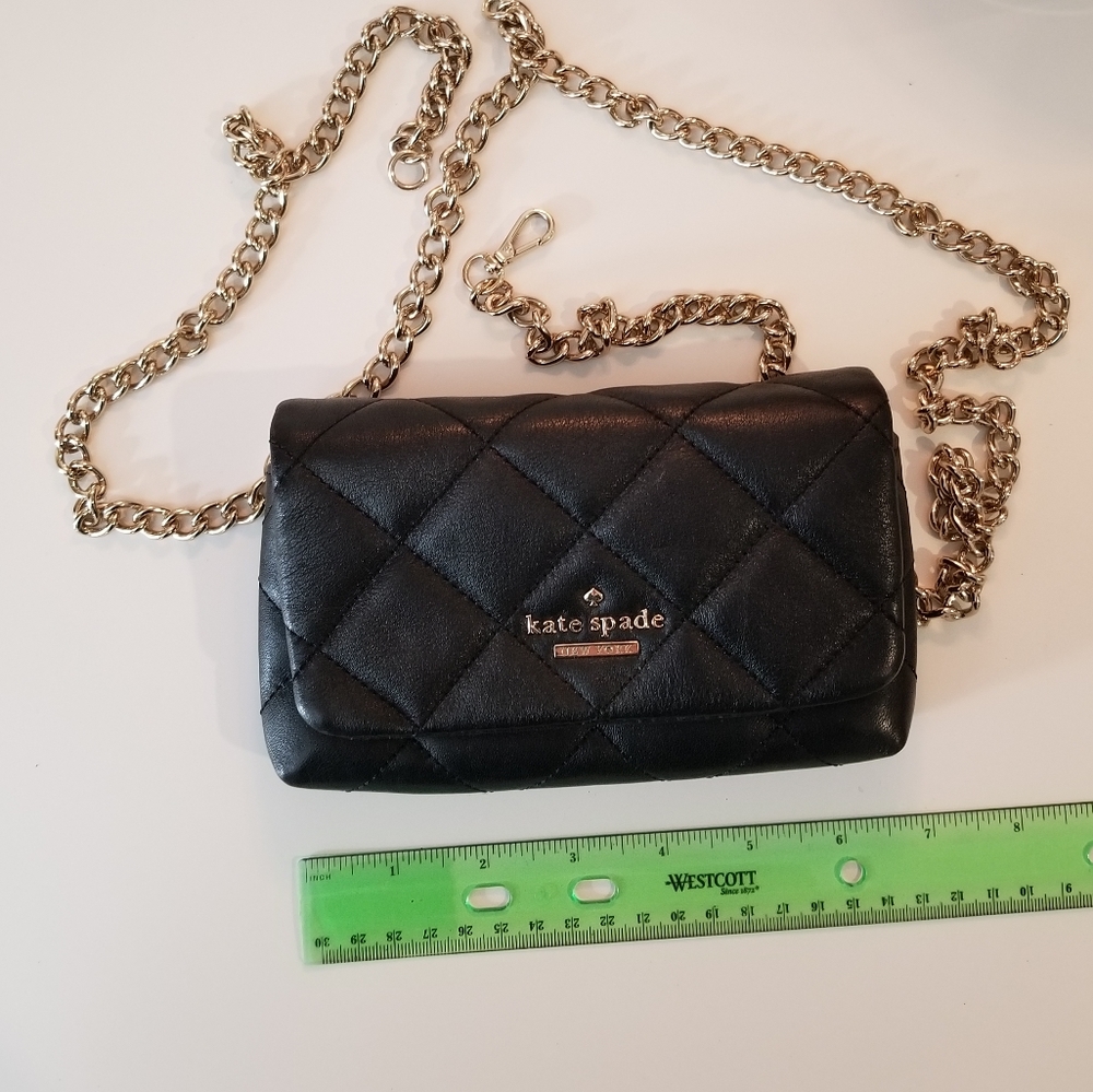 KATE SPADE Black Quilted Leather Purse with Original Chain Strap